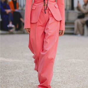 Cedric‎ Charlier Pants Pink Cotton Wideleg Sz 10